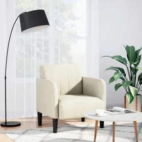 Sillón con reposabrazos en terciopelo color crema 54 cm de , Sillones - Ref: Foro24-4100585, Precio: 109,01 €, Descuento: %