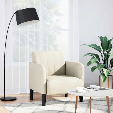 Sillón con reposabrazos en terciopelo color crema 54 cm de , Sillones - Ref: Foro24-4100585, Precio: 109,01 €, Descuento: %