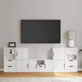 Muebles de TV 5 uds. con almacenaje "ODDA" blanco madera pino de , Muebles TV - Ref: Foro24-3365383, Precio: 289,86 €, Descue...