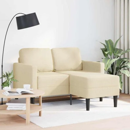 Sofá de 2 plazas con chaise longue en forma L tela crema 125 cm de , Sofás - Ref: Foro24-4107065, Precio: 217,33 €, Descuento: %