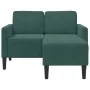 Sofá de 2 plazas con chaise longue forma L verde oscuro 125 cm de , Sofás - Ref: Foro24-4107071, Precio: 281,89 €, Descuento: %