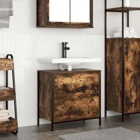 Mueble de baño con lavabo y cajones roble ahumado 60x34,5x60 cm de , Tocadores de baño - Ref: Foro24-861884, Precio: 65,33 €,...