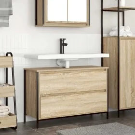 Mueble de baño con lavabo y cajones roble Sonoma 90x34,5x60 cm de , Tocadores de baño - Ref: Foro24-861878, Precio: 77,71 €, ...