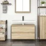Mueble de baño con lavabo y cajones roble Sonoma 90x34,5x60 cm de , Tocadores de baño - Ref: Foro24-861878, Precio: 77,71 €, ...