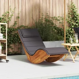 Tumbona mecedora con cojín de madera maciza de acacia by , Loungers - Ref: Foro24-4103883, Price: 139,32 €, Discount: %