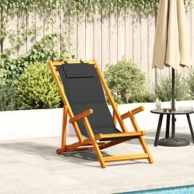 Silla de playa plegable con reposabrazos negra de , Sillas de jardín - Ref: Foro24-4108066, Precio: 85,43 €, Descuento: %