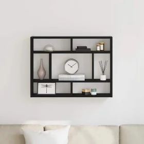 Estante de pared roble negro 75x16x55 cm madera de ingeniería de , Estantes y estanterías - Ref: Foro24-862047, Precio: 41,04...