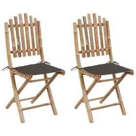 Sillas de jardín plegables 2 unidades bambú con cojines by , Garden chairs - Ref: Foro24-3063995, Price: 117,58 €, Discount: %