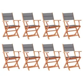 Sillas jardín plegables 8 uds madera eucalipto textilene gris de , Sillas de jardín - Ref: Foro24-3086965, Precio: 522,84 €, ...