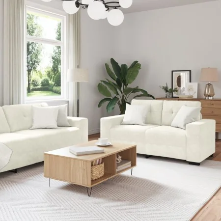 Conjunto de Sofá de 2 Piezas con Cojines Velvet Crema by , Sofas - Ref: Foro24-3324729, Price: 470,25 €, Discount: %