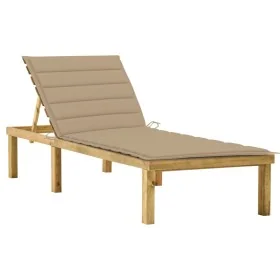 Tumbona con cojín beige madera de pino impregnada von , Liegen - Ref: Foro24-3065852, Preis: 133,83 €, Rabatt: %