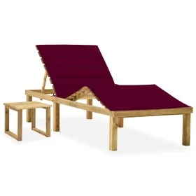 Tumbona de jardín con mesa y cojín de madera de pino impregnada de , Tumbonas - Ref: Foro24-3065873, Precio: 123,99 €, Descue...