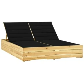 Tumbona doble y cojines negros madera pino impregnada by , Loungers - Ref: Foro24-3065976, Price: 332,85 €, Discount: %