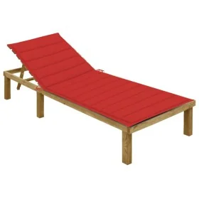 Tumbona con cojín rojo madera de pino impregnada by , Loungers - Ref: Foro24-3065825, Price: 126,31 €, Discount: %