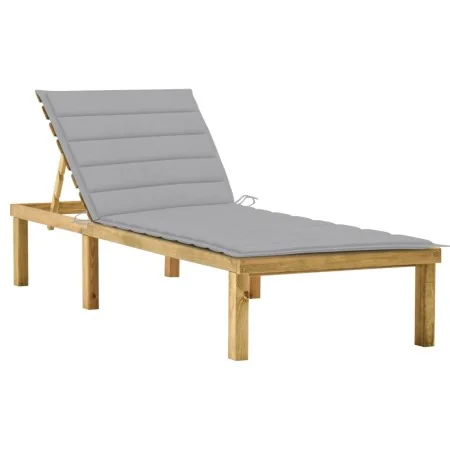 Tumbona con cojín gris madera de pino impregnada by , Loungers - Ref: Foro24-3065850, Price: 130,75 €, Discount: %