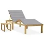 Tumbona de jardín con mesa y cojín de madera de pino impregnada by , Loungers - Ref: Foro24-3065865, Price: 136,39 €, Discoun...