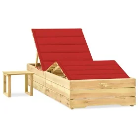 Tumbona de jardín con mesa y cojín de madera de pino impregnada by , Loungers - Ref: Foro24-3065960, Price: 182,52 €, Discoun...