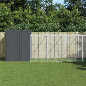 Caseta perros con corral acero galvanizado gris 214x865x181 cm by , Dog kennels - Ref: Foro24-3189122, Price: 798,83 €, Disco...
