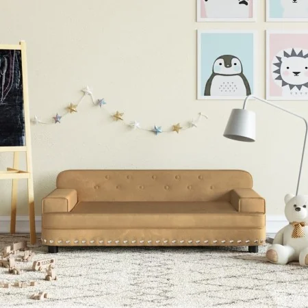 Sofá para niños de terciopelo marrón 90x53x30 cm de , Mobiliario para bebés y niños pequeños - Ref: Foro24-3196284, Precio: 8...