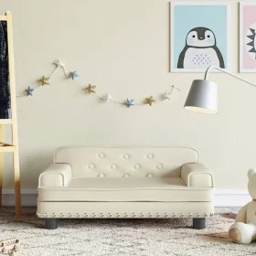 Sofá para niños de cuero sintético crema 70x45x30 cm by , Baby and Toddler Furniture - Ref: Foro24-3196301, Price: 89,18 €, D...