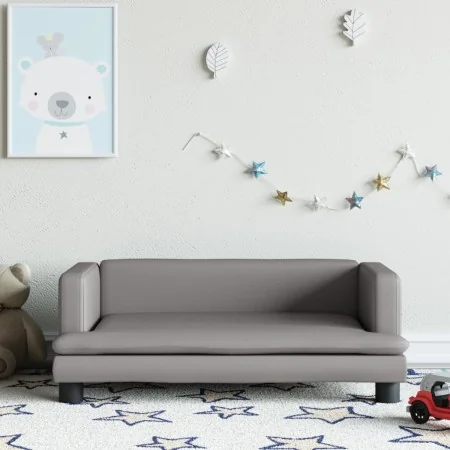 Sofá para niños de cuero sintético gris 80x45x30 cm de , Mobiliario para bebés y niños pequeños - Ref: Foro24-3196315, Precio...