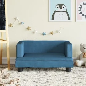 Sofá para niños de terciopelo azul 60x40x30 cm de , Mobiliario para bebés y niños pequeños - Ref: Foro24-3196317, Precio: 57,...