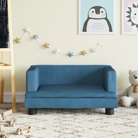 Sofá para niños de terciopelo azul 60x40x30 cm de , Mobiliario para bebés y niños pequeños - Ref: Foro24-3196317, Precio: 57,...