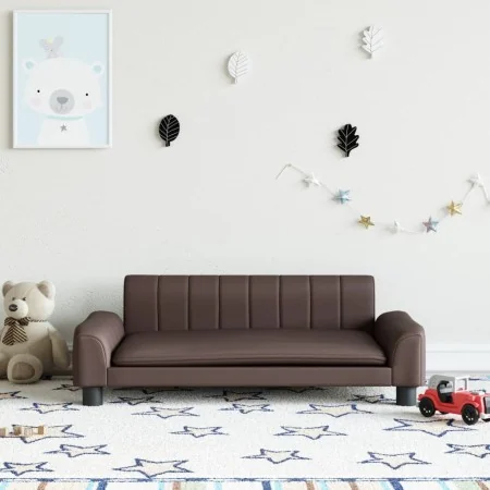 Sofá para niños de cuero sintético marrón 90x53x30 cm de , Mobiliario para bebés y niños pequeños - Ref: Foro24-3196265, Prec...
