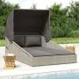 Tumbona con toldo plegable ratán sintético gris 200x114x128 cm de , Camas para exteriores - Ref: Foro24-362274, Precio: 390,1...