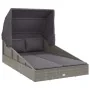 Tumbona con toldo plegable ratán sintético gris 200x114x128 cm de , Camas para exteriores - Ref: Foro24-362274, Precio: 390,1...