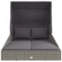 Tumbona con toldo plegable ratán sintético gris 200x114x128 cm de , Camas para exteriores - Ref: Foro24-362274, Precio: 390,1...