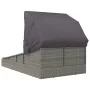 Tumbona con toldo plegable ratán sintético gris 200x114x128 cm de , Camas para exteriores - Ref: Foro24-362274, Precio: 390,1...