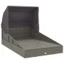 Tumbona con toldo plegable ratán sintético gris 200x114x128 cm de , Camas para exteriores - Ref: Foro24-362274, Precio: 390,1...