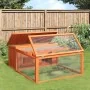 Conejera de madera maciza de pino marrón 117,5x97x47,5 cm de , Jaulas y habitáculos para animales pequeños - Ref: Foro24-1722...
