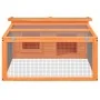 Conejera de madera maciza de pino marrón 117,5x97x47,5 cm de , Jaulas y habitáculos para animales pequeños - Ref: Foro24-1722...
