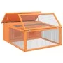 Conejera de madera maciza de pino marrón 117,5x97x47,5 cm de , Jaulas y habitáculos para animales pequeños - Ref: Foro24-1722...