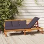 Sofá cama con cojín madera maciza acacia gris 200x60x75 cm de , Camas para exteriores - Ref: Foro24-312145, Precio: 367,94 €,...