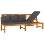 Sofá cama con cojín madera maciza acacia gris 200x60x75 cm de , Camas para exteriores - Ref: Foro24-312145, Precio: 367,94 €,...