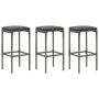 Taburetes de cocina con cojines 3 uds ratán sintético gris de , Taburetes de cocina - Ref: Foro24-313444, Precio: 147,97 €, D...