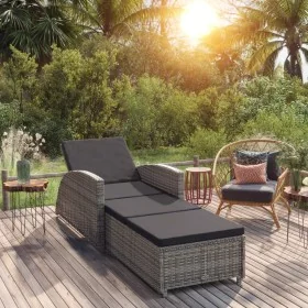 Tumbona de jardín con cojín de ratán sintético gris oscuro von , Liegen - Ref: Foro24-317178, Preis: 204,43 €, Rabatt: %
