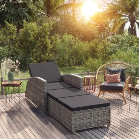 Tumbona de jardín con cojín de ratán sintético gris oscuro by , Loungers - Ref: Foro24-317178, Price: 204,43 €, Discount: %