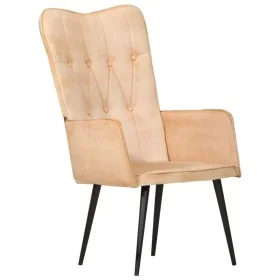 Sillón orejero de lona color crema de , Sillones - Ref: Foro24-339651, Precio: 85,74 €, Descuento: %