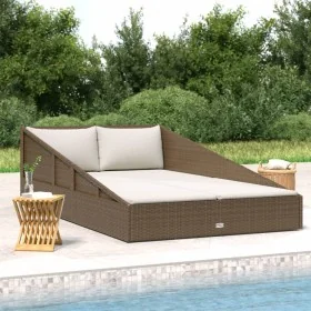 Tumbona cama de jardín ratán sintético marrón 110x200 cm de , Camas para exteriores - Ref: Foro24-42666, Precio: 293,41 €, De...