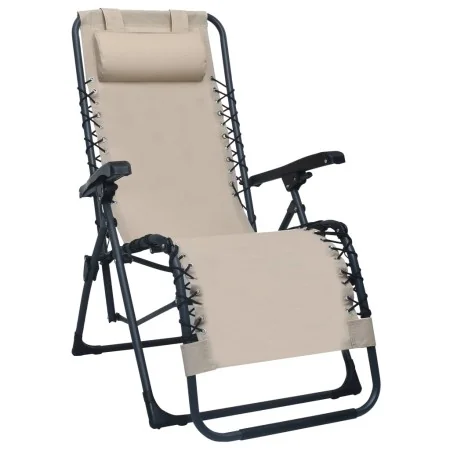 Tumbona plegable de terraza textileno crema de , Tumbonas - Ref: Foro24-47900, Precio: 105,35 €, Descuento: %