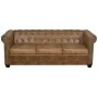 Sofá Chesterfield de 3 plazas cuero sintético marrón de , Sofás - Ref: Foro24-243620, Precio: 534,94 €, Descuento: %