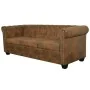 Sofá Chesterfield de 3 plazas cuero sintético marrón de , Sofás - Ref: Foro24-243620, Precio: 534,94 €, Descuento: %