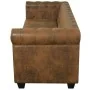 Sofá Chesterfield de 3 plazas cuero sintético marrón de , Sofás - Ref: Foro24-243620, Precio: 534,94 €, Descuento: %