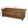 Sofá Chesterfield de 3 plazas cuero sintético marrón de , Sofás - Ref: Foro24-243620, Precio: 534,94 €, Descuento: %