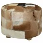 Puf de piel genuina redondo 50x50x45 cm de , Otomanas - Ref: Foro24-244548, Precio: 179,81 €, Descuento: %