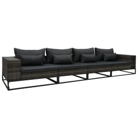 Set de sofás de jardín con cojines 4 pzas ratán sintético gris de , Sofás de exterior - Ref: Foro24-49530, Precio: 648,39 €, ...